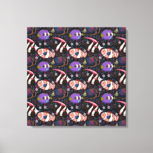 Patroon waterdieren   leven onder water in de ocea canvas afdruk