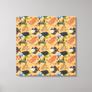 Patroon waterdieren   leven onder water in de ocea canvas afdruk