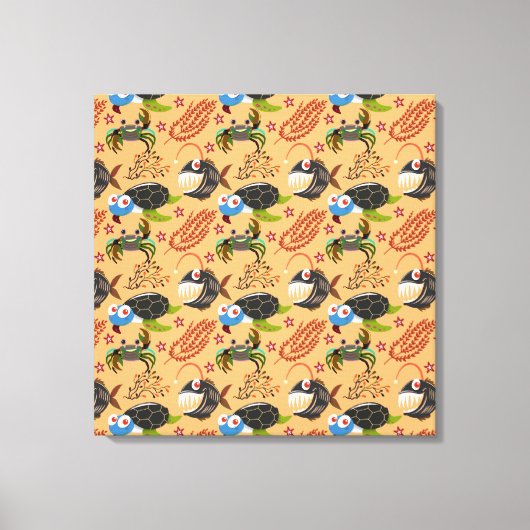 Patroon waterdieren | leven onder water in de ocea canvas afdruk (Voorkant)