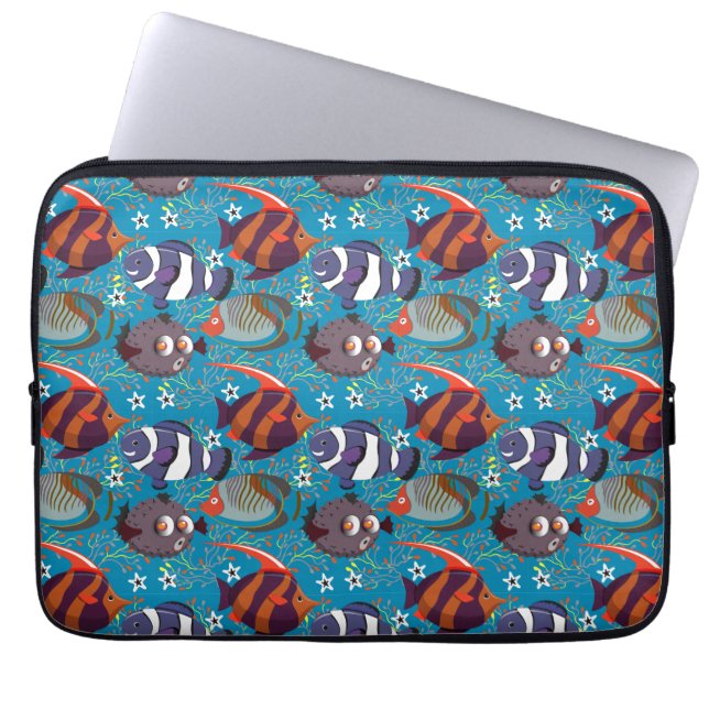 Patroon waterdieren | leven onder water in de ocea laptop sleeve (Voorkant)