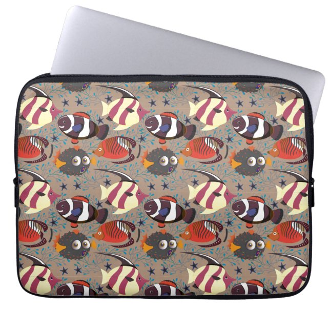 Patroon waterdieren | leven onder water in de ocea laptop sleeve (Voorkant)