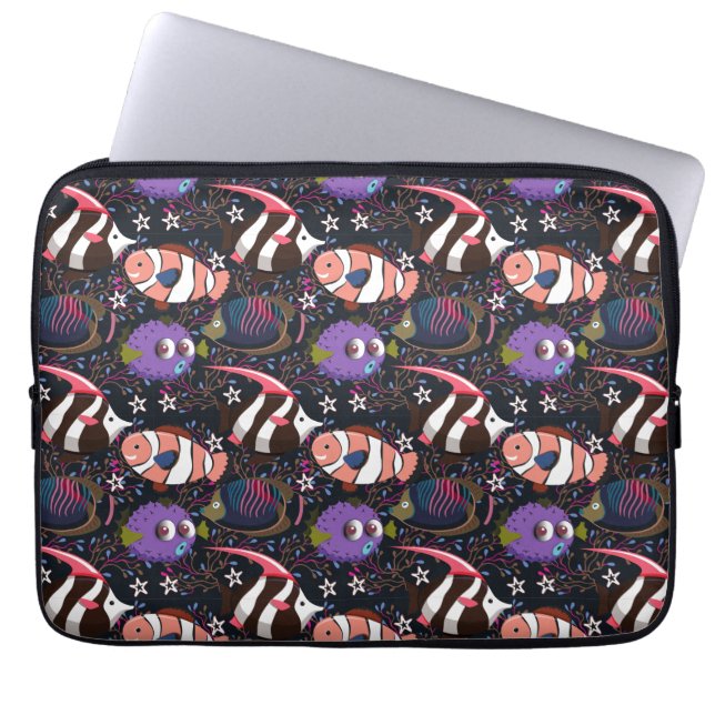 Patroon waterdieren | leven onder water in de ocea laptop sleeve (Voorkant)