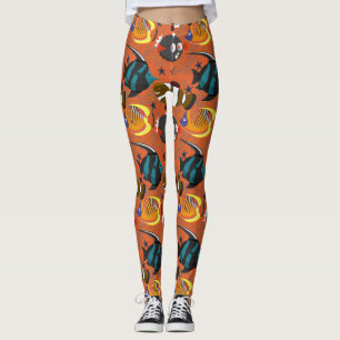 Patroon waterdieren leven onder water in de ocea leggings