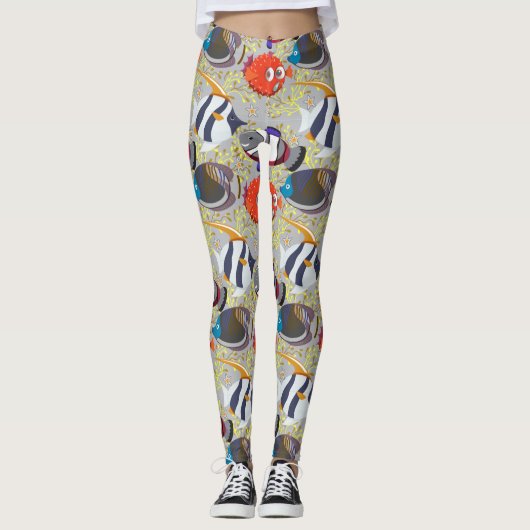 Patroon waterdieren | leven onder water in de ocea leggings (Voorkant)