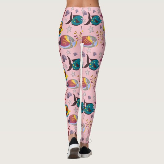 Patroon waterdieren | leven onder water in de ocea leggings (Achterkant)