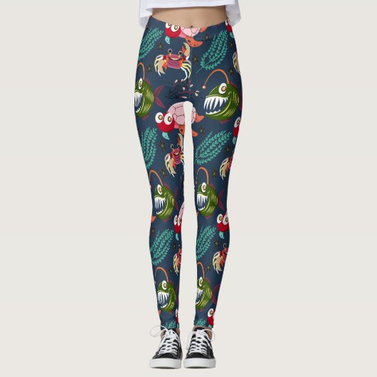 Patroon waterdieren | leven onder water in de ocea leggings (Voorkant)