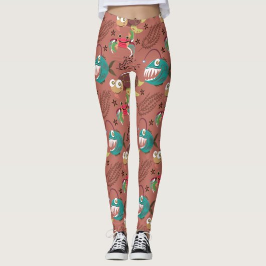 Patroon waterdieren | leven onder water in de ocea leggings (Voorkant)