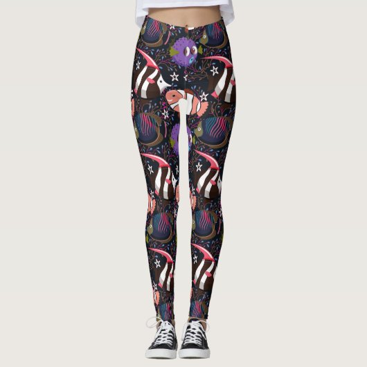 Patroon waterdieren | leven onder water in de ocea leggings (Voorkant)