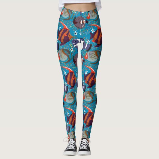 Patroon waterdieren | leven onder water in de ocea leggings (Voorkant)