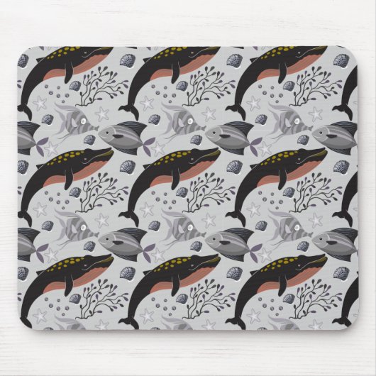 Patroon waterdieren | leven onder water in de ocea muismat (Voorkant)