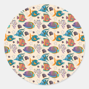 Patroon waterdieren leven onder water in de ocea ronde sticker