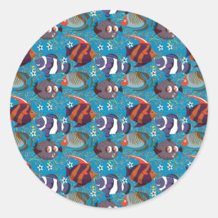 Patroon waterdieren leven onder water in de ocea ronde sticker