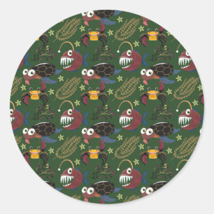 Patroon waterdieren   leven onder water in de ocea ronde sticker