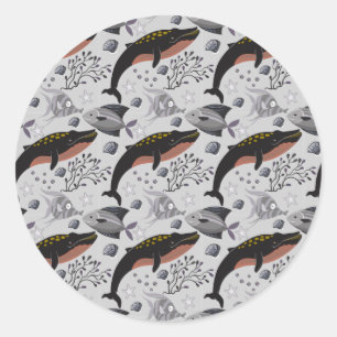 Patroon waterdieren   leven onder water in de ocea ronde sticker