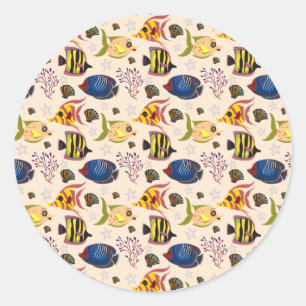 Patroon waterdieren   leven onder water in de ocea ronde sticker