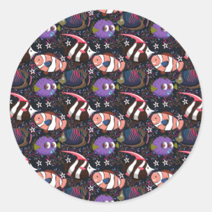 Patroon waterdieren   leven onder water in de ocea ronde sticker