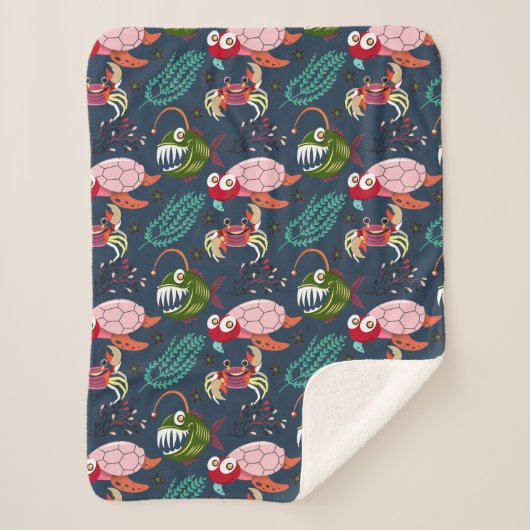 Patroon waterdieren | leven onder water in de ocea sherpa deken (Voorkant)