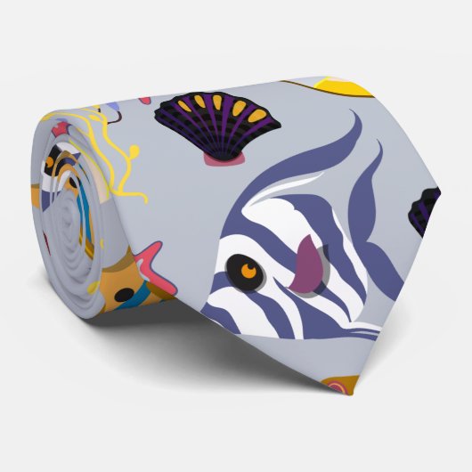 Patroon waterdieren | leven onder water in de ocea stropdas (Opgerold)