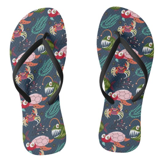Patroon waterdieren | leven onder water in de ocea teenslippers (Voetbed)