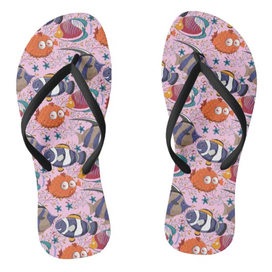 Patroon waterdieren | leven onder water in de ocea teenslippers (Voetbed)