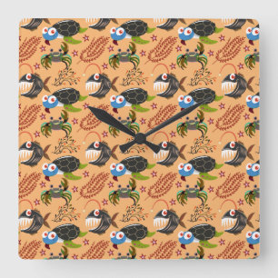 Patroon waterdieren   leven onder water in de ocea vierkante klok