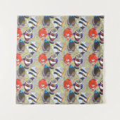 Patroon waterdieren | leven onder water in de ocea wandkleed (Voorkant (horizontaal))