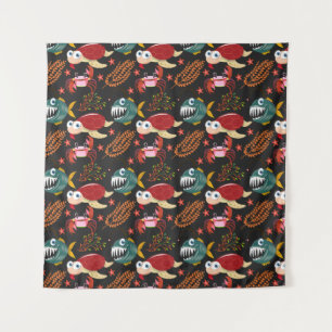 Patroon waterdieren   leven onder water in de ocea wandkleed