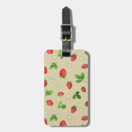 patroon waterverf aardbeien bagagelabel (Voorkant verticaal)