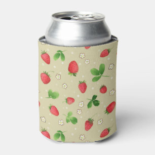 patroon waterverf aardbeien blikjeskoeler