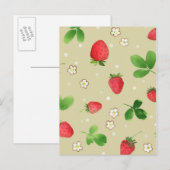 patroon waterverf aardbeien briefkaart (Voorkant / Achterkant)