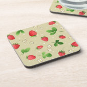 patroon waterverf aardbeien drankjes onderzetter (Linkerzijde)