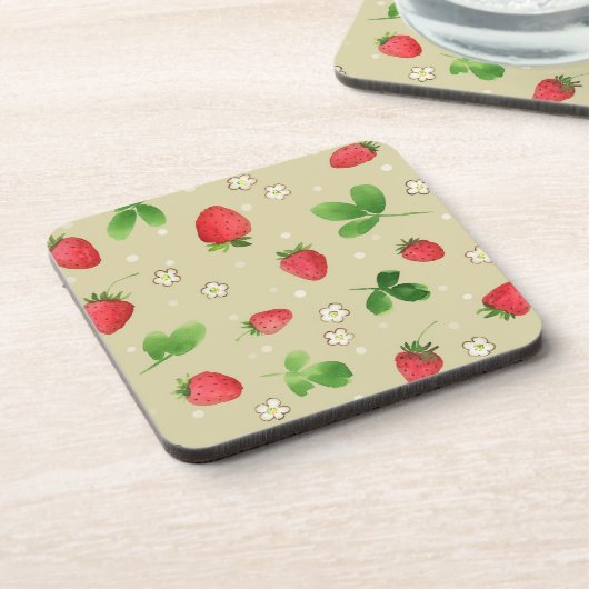 patroon waterverf aardbeien drankjes onderzetter (Linkerzijde)