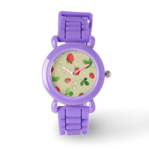 patroon waterverf aardbeien horloge