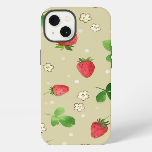 patroon waterverf aardbeien iPhone hoesje (Achterkant)