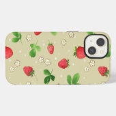 patroon waterverf aardbeien iPhone hoesje (Achterkant horizontaal)