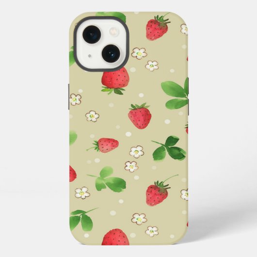 patroon waterverf aardbeien iPhone hoesje (Achterkant)