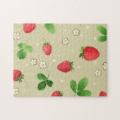 patroon waterverf aardbeien legpuzzel (Horizontaal)