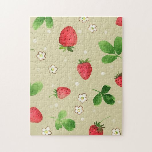 patroon waterverf aardbeien legpuzzel (Verticaal)