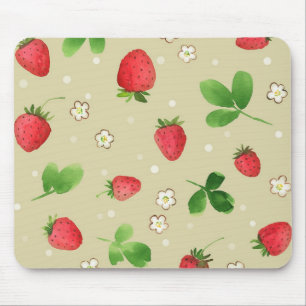 patroon waterverf aardbeien muismat