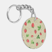 patroon waterverf aardbeien sleutelhanger (Voorkant Links)