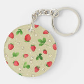 patroon waterverf aardbeien sleutelhanger (Achterkant)