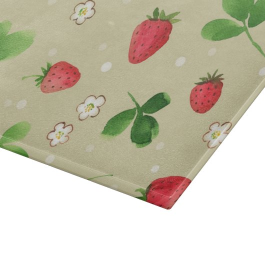 patroon waterverf aardbeien snijplank (Hoek)