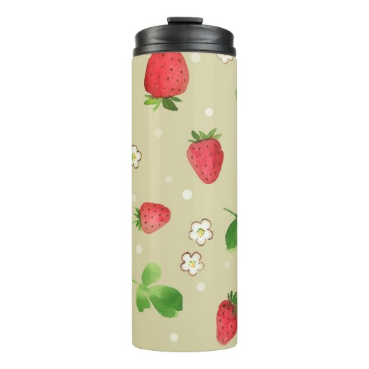 patroon waterverf aardbeien thermosbeker (Voorkant)