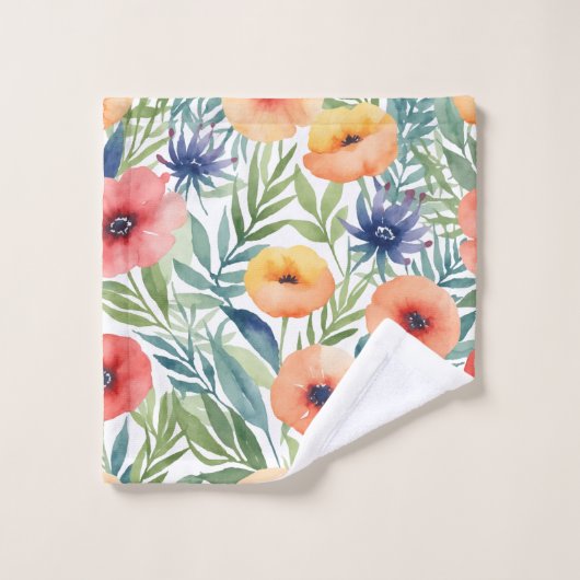 Patroon waterverf bloemen bad handdoek (Wasdoekje)