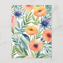 Patroon waterverf bloemen briefkaart