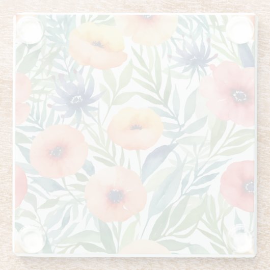 Patroon waterverf bloemen glazen onderzetter (Achterkant)