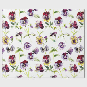 Patroon  Waterverf Pansies Cadeaupapier