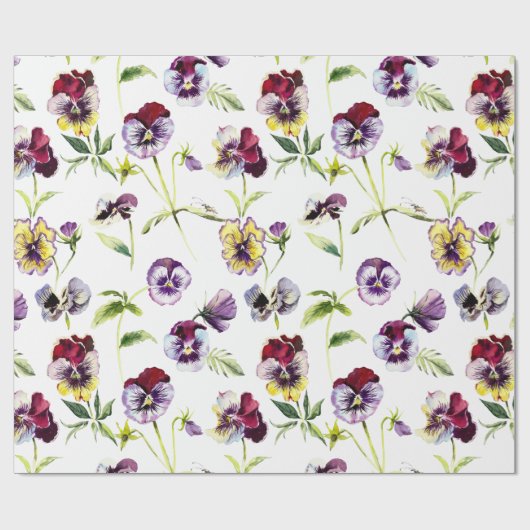 Patroon  Waterverf Pansies Cadeaupapier (Vlak)