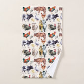 Patroon waterverf van landbouwhuisdieren bad handdoek (Handdoek)