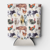 Patroon waterverf van landbouwhuisdieren blikjeskoeler (Voorkant)